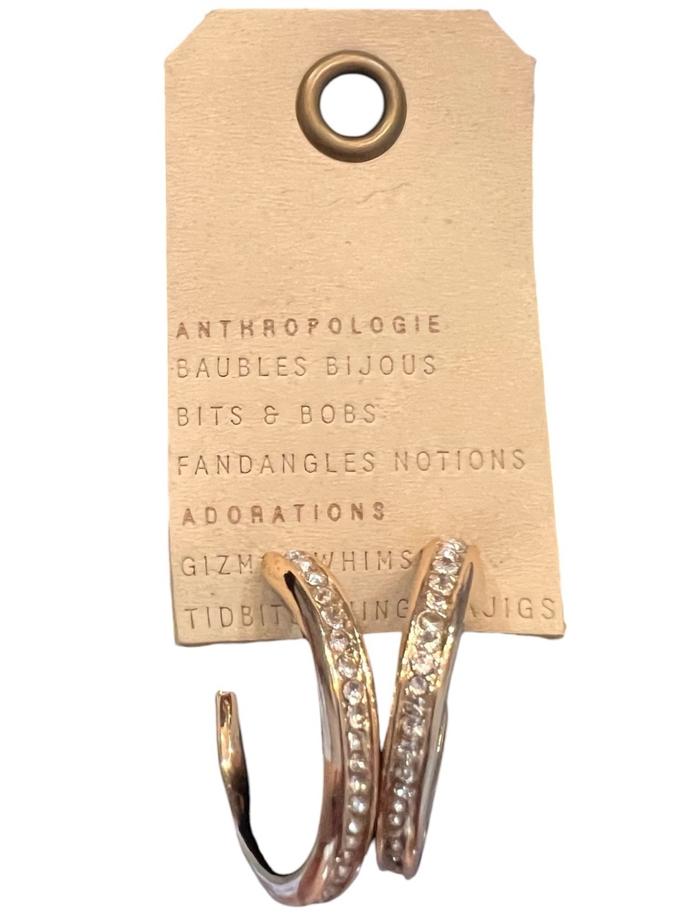 Anthropologie NWT gorgeous gold tone and crystal hoop earrings